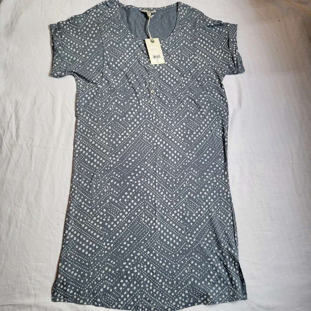 Lucky Brand Brand Dress Women's S/P Blue‎ white Short Sleeve Casual Henley